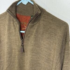 Orvis 1/4 Zip Sweater Men’s Size Medium Brown Wool Pullover Outdoor Hike Casual